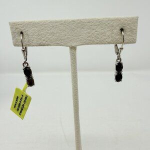 Shop LC Natural Silver Sapphire Sterling Silver Lever Back Dangle Earrings 5495